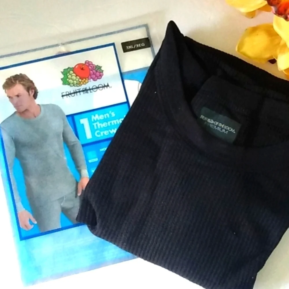 FRUIT OF THE LOOM THERMAL CREW NECK LONG SLEEVE TEE SIZE 3XL NWT
